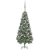  Artificial Pre-lit Christmas Tree with Ball Set Pine Cones 210 cm