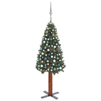 Slim Pre-lit Christmas Tree with Ball Set Green 180 cm PVC