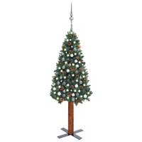  Slim Pre-lit Christmas Tree with Ball Set Green 210 cm PVC