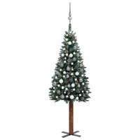  Slim Pre-lit Christmas Tree with Ball Set Green 150 cm