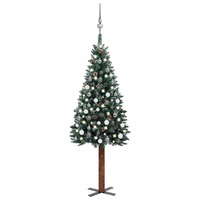  Slim Pre-lit Christmas Tree with Ball Set Green 180 cm
