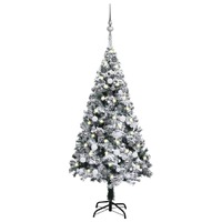  Artificial Pre-lit Christmas Tree with Ball Set Green 150 cm PVC