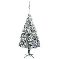  Artificial Pre-lit Christmas Tree with Ball Set Green 180 cm PVC