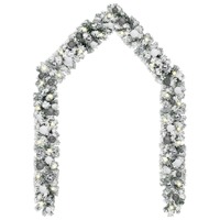  Christmas Garland with LEDs&amp;Ball Set Green 5 m PVC