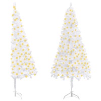  Corner Artificial Pre-lit Christmas Tree White 240 cm PVC
