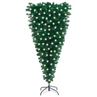  Upside-down Artificial Pre-lit Christmas Tree Green 180 cm