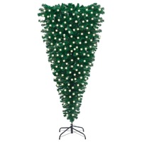  Upside-down Artificial Pre-lit Christmas Tree Green 210 cm