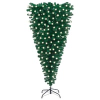  Upside-down Artificial Pre-lit Christmas Tree Green 240 cm