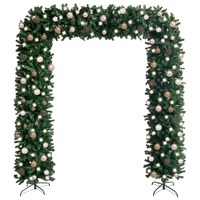  Christmas Tree Arch with LEDs&amp;Ball Set Green 240 cm