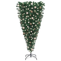  Upside-down Artificial Pre-lit Christmas Tree with Ball Set 240 cm