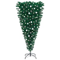  Upside-down Artificial Pre-lit Christmas Tree with Ball Set 150 cm