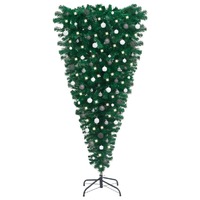  Upside-down Artificial Pre-lit Christmas Tree with Ball Set 180 cm
