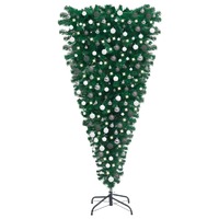 Upside-down Artificial Pre-lit Christmas Tree with Ball Set 210 cm