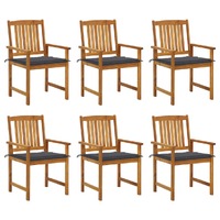  Garden Chairs with Cushions 6 pcs Solid Wood Acacia