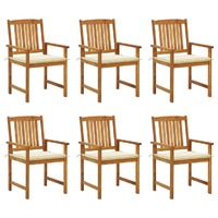  Garden Chairs with Cushions 6 pcs Solid Wood Acacia