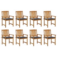  Garden Chairs with Cushions 8 pcs Solid Acacia Wood