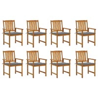  Garden Chairs with Cushions 8 pcs Solid Acacia Wood