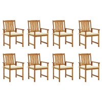  Garden Chairs with Cushions 8 pcs Solid Acacia Wood