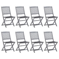  Folding Outdoor Chairs 8 pcs with Cushions Solid Acacia Wood