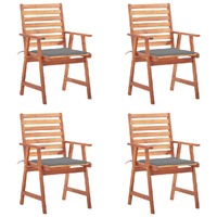  Outdoor Dining Chairs 4 pcs with Cushions Solid Acacia Wood
