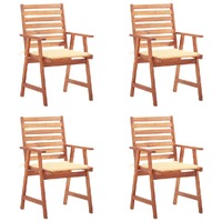  Outdoor Dining Chairs 4 pcs with Cushions Solid Acacia Wood