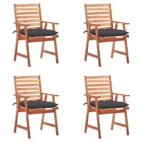  Outdoor Dining Chairs 4 pcs with Cushions Solid Acacia Wood