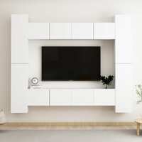 vidaXL 8 Piece TV Cabinet Set White Engineered Wood