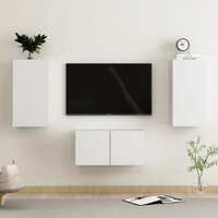  3 Piece TV Cabinet Set White Engineered Wood