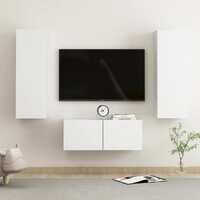  3 Piece TV Cabinet Set White Engineered Wood