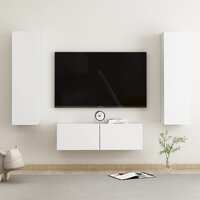  3 Piece TV Cabinet Set White Engineered Wood