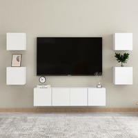  6 Piece TV Cabinet Set White Engineered Wood