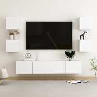  6 Piece TV Cabinet Set White Engineered Wood