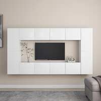  8 Piece TV Cabinet Set White Engineered Wood