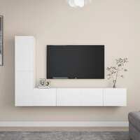  4 Piece TV Cabinet Set White Engineered Wood