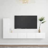  3 Piece TV Cabinet Set White Engineered Wood