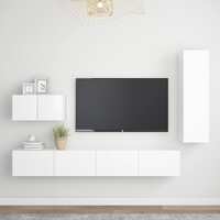  4 Piece TV Cabinet Set White Engineered Wood