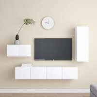  4 Piece TV Cabinet Set White Engineered Wood
