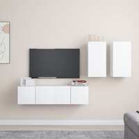  4 Piece TV Cabinet Set White Engineered Wood