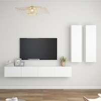  4 Piece TV Cabinet Set White Engineered Wood
