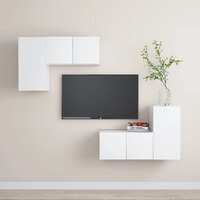 4 Piece TV Cabinet Set White Engineered Wood
