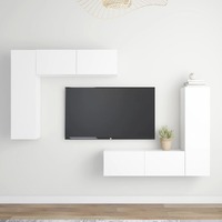  4 Piece TV Cabinet Set White Engineered Wood