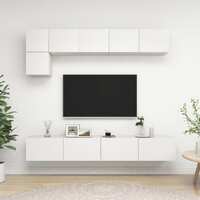  5 Piece TV Cabinet Set White Engineered Wood