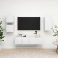  5 Piece TV Cabinet Set White Engineered Wood