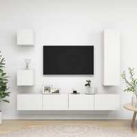  5 Piece TV Cabinet Set White Engineered Wood