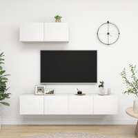  TV Cabinets 3 pcs White Engineered Wood