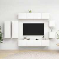 vidaXL 8 Piece TV Cabinet Set White Engineered Wood