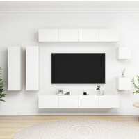  8 Piece TV Cabinet Set White Engineered Wood