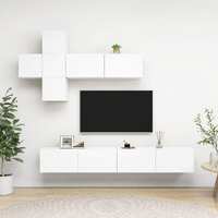  7 Piece TV Cabinet Set White Engineered Wood