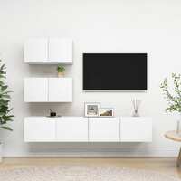  4 Piece TV Cabinet Set White Engineered Wood