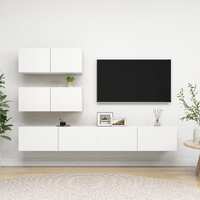  4 Piece TV Cabinet Set White Engineered Wood